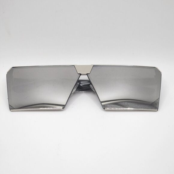 Sunglasses Silver Vintage Square Frame Mirrored Lens - Picture 1 of 4